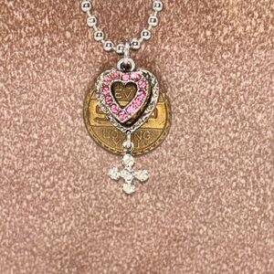 F.A.I.T.H. Heart and Cross Pendant Necklace Coordinating Earrings